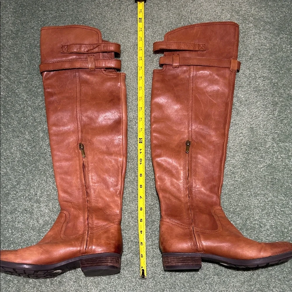 Sam Edelman Pierce 2 Athletic Button-Accent Riding Boots - Cognac Brown. Size 8